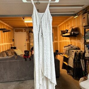 Elegant Light Green and White Floral Women's Dress